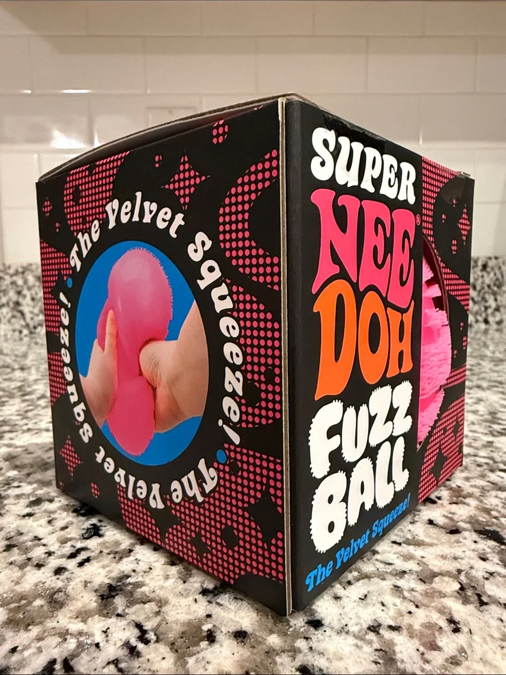 SUPER Needoh Fuzz Ball The Velvet Squeeze! - Pink